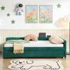 Bellemave Full Corner bedframe with Trundle and USB,Upholstered daybed with Trundle, L-Shape daybed for Bedroom Living Room, Emerald + Velvet view 4