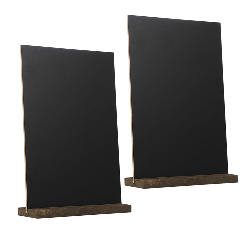BIUDECO Mini Chalkboard Signs 2pcs Small Wooden Tabletop Blackboard with Wood Base for Restaurant Supplies Food Buffet Party Message Display