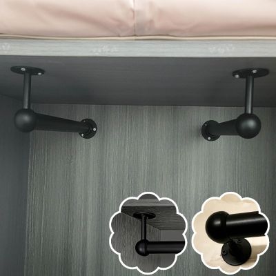 Oracra Closet Rod 2 Pack Clothes Rods L-Shaped for Hanging Clothes, Ceiling Wall Closet Rail Support Wardrobes Pole, Space Saving Garment Bar, Clothing Hanger Rack(Black,71cm (28 in))
