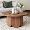 31.5 Round Small Coffee Table - Premium Wood Modern Center Tables with Petal-Shaped Base for Living Room, Apartment & Small Space, Easy Assembly view 1