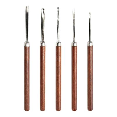 5pcs FruitCarving Knife, Stainless Steel Fruit Carving Tools Set, Food EngravingCutting Tool, Wood Handle Design, 3/4/6.5/6mm, for Home Kitchen, Culinary Arts, Sculpting, Peeling.