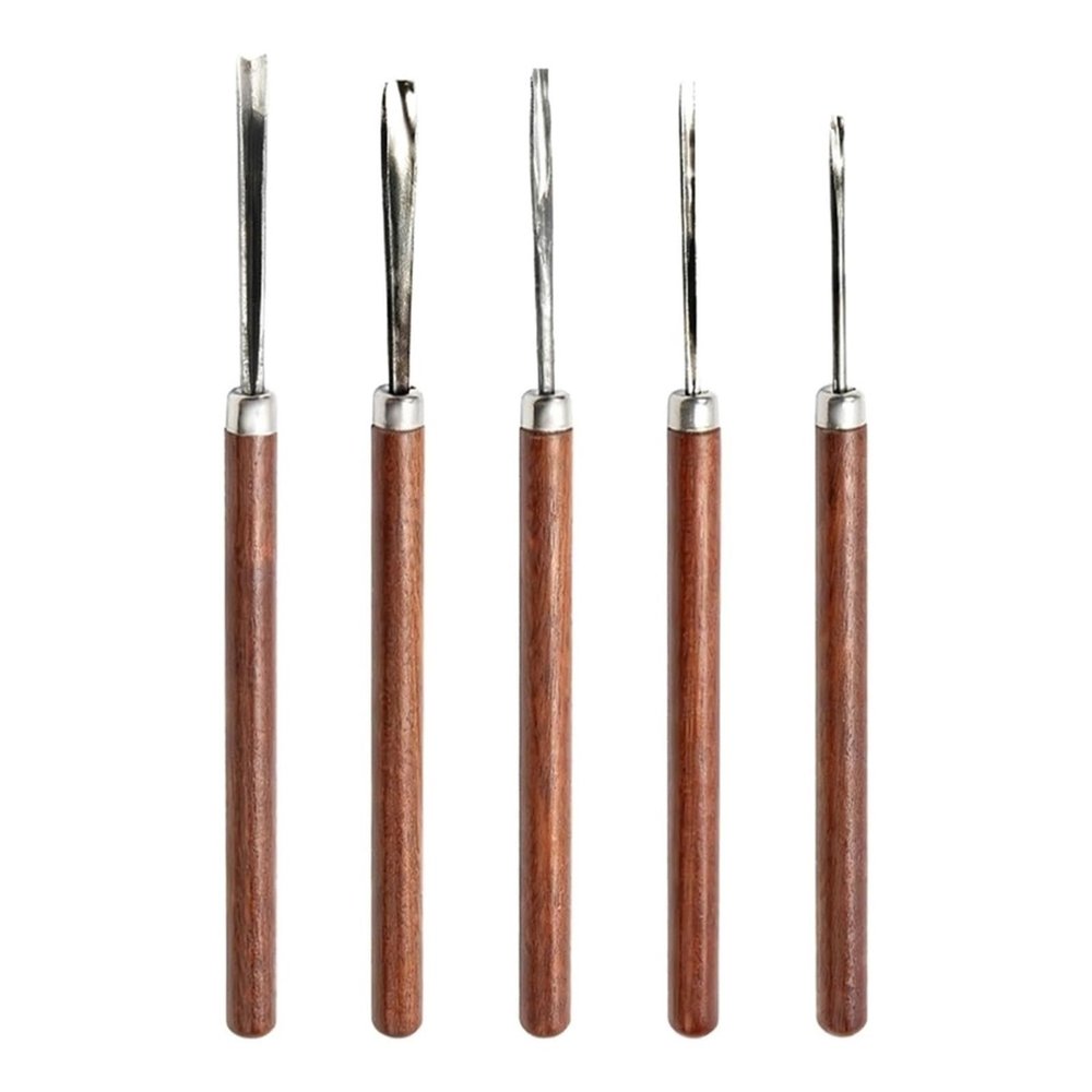 5pcs FruitCarving Knife, Stainless Steel Fruit Carving Tools Set, Food EngravingCutting Tool, Wood Handle Design, 3/4/6.5/6mm, for Home Kitchen, Culinary Arts, Sculpting, Peeling.