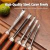 5pcs FruitCarving Knife, Stainless Steel Fruit Carving Tools Set, Food EngravingCutting Tool, Wood Handle Design, 3/4/6.5/6mm, for Home Kitchen, Culinary Arts, Sculpting, Peeling. view 4
