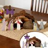 9 Pcs Empty Tomb Christian Scene and Cross Decoration, Easter Wooden Resurrection Scene Cross Jesus Tomb Tray Set, Jesus Nativity Scenes Decor for Religious Home Office Tabletop Christian Gifts view 3