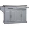 Rolling Kitchen Island with Storage, Portable Kitchen Cart with Stainless Steel Top, 2 Drawers, Spice, Knife and Towel Rack and Cabinets view 1