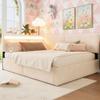 Bellemave Twin Corner bedframe with 2 Drawers,Upholstered daybed with Storage, L-Shape daybed for Bedroom Living Room, Beige Fleece view 3