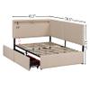 Bellemave Twin Corner bedframe with 2 Drawers,Upholstered daybed with Storage, L-Shape daybed for Bedroom Living Room, Beige Fleece view 4