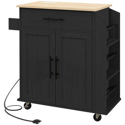 Kitchen Island with Storage, Rolling Kitchen Cart, Microwave Stand with Towel and Spice Rack