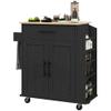 Kitchen Island with Storage, Rolling Kitchen Cart, Microwave Stand with Towel and Spice Rack view 3