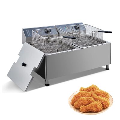 Deep Fryer 22L 1700W  Electric Countertop Fryer with Adjustable Temperature, Removable Basket & Lid, Overheat Protection  Perfect for French Fries, Chicken Wings, Dumplings (Home & Commercial Use)