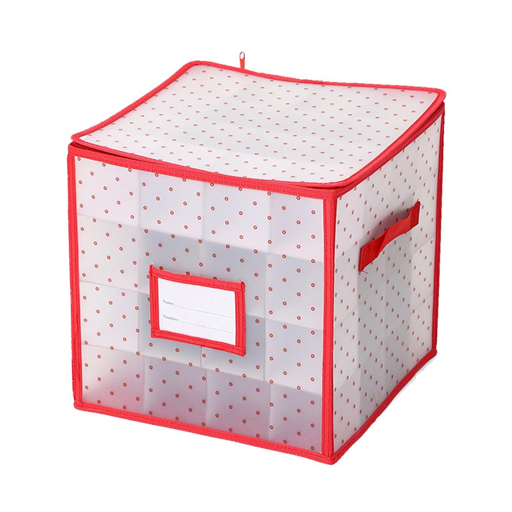 Xanorrg 64 Grids Foldable Christmas Ornament Storage Box with Pvc for Holiday Decorations Organization Container