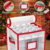 Xanorrg 64 Grids Foldable Christmas Ornament Storage Box with Pvc for Holiday Decorations Organization Container view 3