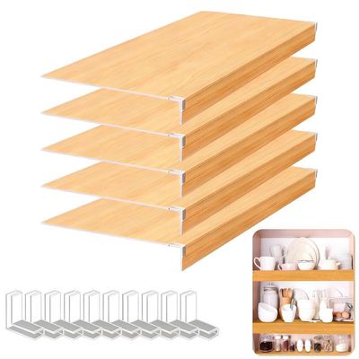 Bakufu Closet dividers Shelf Liners 19x16x2in 5pcs Wire Rack Cover Heavy Duty,Durable Shelf Liners for Improved Visibility and Organization Oak Color