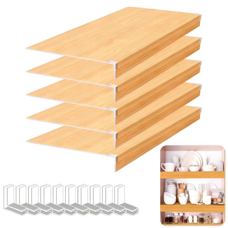 Bakufu Closet dividers Shelf Liners 19x16x2in 5pcs Wire Rack Cover Heavy Duty,Durable Shelf Liners for Improved Visibility and Organization Oak Color