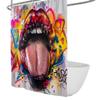 Abstract Urban Art Shower Curtain Open Lips with Multicolor Graffiti Waterproof Polyester Bath Curtain Machine Washable with Hooks 72 x 72 inch view 1