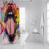 Abstract Urban Art Shower Curtain Open Lips with Multicolor Graffiti Waterproof Polyester Bath Curtain Machine Washable with Hooks 72 x 72 inch view 3