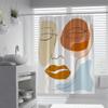 Abstract Face Art Shower Curtain with Geometric Shapes and Minimalist Lines Modern Bathtub Curtain Waterproof Polyester Machine Washable 48 x 78 inch view 1