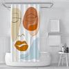 Abstract Face Art Shower Curtain with Geometric Shapes and Minimalist Lines Modern Bathtub Curtain Waterproof Polyester Machine Washable 48 x 78 inch view 2