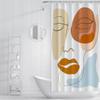 Abstract Face Art Shower Curtain with Geometric Shapes and Minimalist Lines Modern Bathtub Curtain Waterproof Polyester Machine Washable 48 x 78 inch view 3