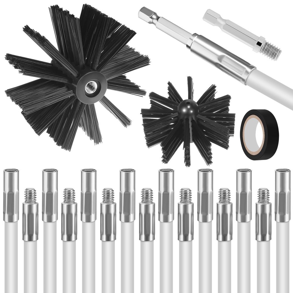 BESPORTBLE Chimney Sweep Set Flexible Extendable Rods Chimney Cleaning Brushes for Drill Furnace Duct Cleaning Kit Stove Pipe Maintenance Tool for Fireplace