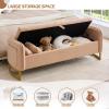 AEMEIOS 66'' King Size Storage Bench for Bedroom, Teddy Boucle End of Bed Benches for Foot of Bed, Storage Ottoman Bench with Golden Legs and Pockets for Living Room Window Entryway, Camel view 3