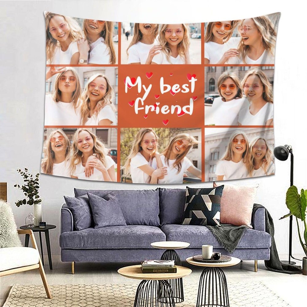 Personalized Tapestry Custom Funny My Best Friend Background Banner Home Wall Bedroom Backdrop Decor Add Your Own Image/Text/Photo And Signs Horizontal