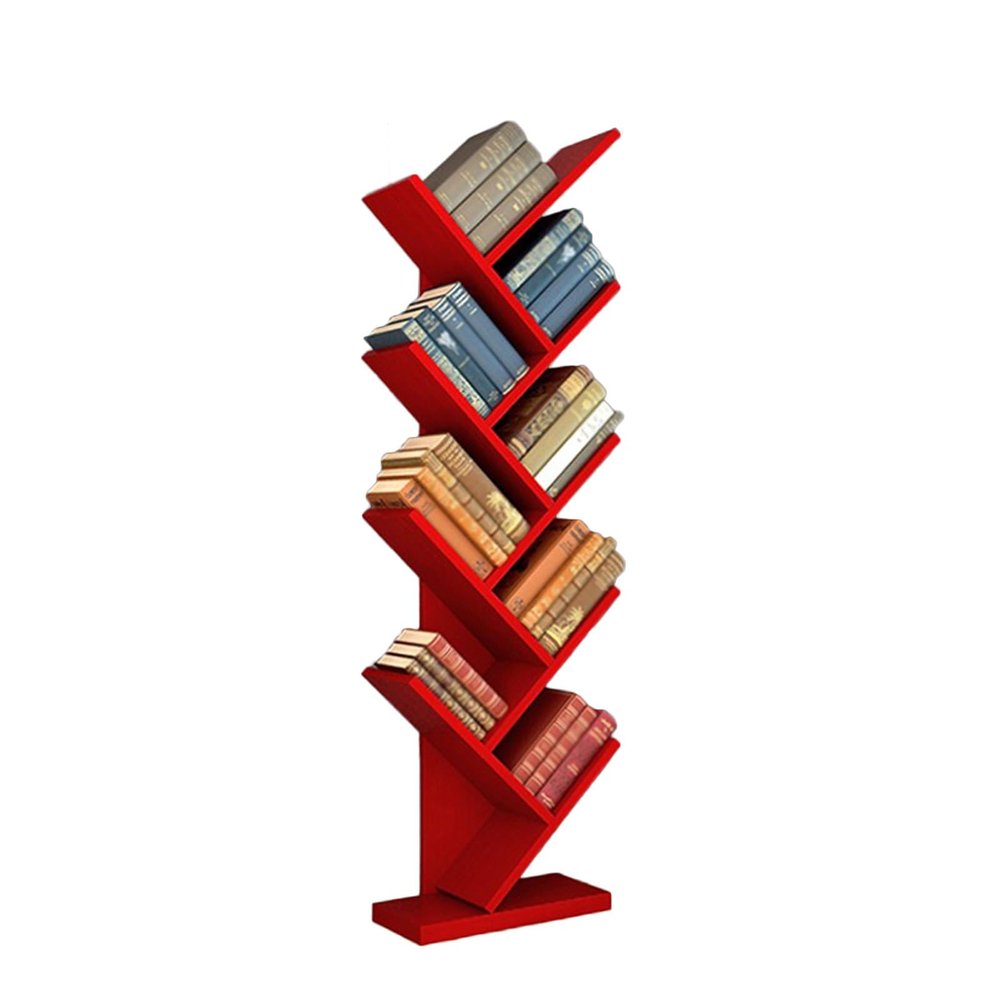 9-Tier Tree-Shaped Bookshelf, Floor-Standing Book Storage Rack, Narrow Bookcase, Suitable for Living Room and Study(Color 6)