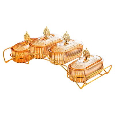 DimyFew Dried Fruit Dish Nuts Platter with Lid with Rack Fruit Bowl Decor Serving Tray Snack Dishes for Nuts Family Home Anniversary, Amber