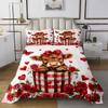 Manfei Valentine Kids Bedspread Queen Size,Cute Highland Cow Roses Flower Coverlet Set,Girls Boys Room Decor,Floral Heart Butterfly Bowknot Quilted Coverlet,Red Brown Bedding Quilt,2 Pillowcases view 2