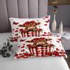 Manfei Valentine Kids Bedspread Queen Size,Cute Highland Cow Roses Flower Coverlet Set,Girls Boys Room Decor,Floral Heart Butterfly Bowknot Quilted Coverlet,Red Brown Bedding Quilt,2 Pillowcases view 3