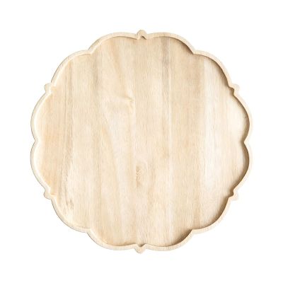 Dinner Tray Flower Shaped Decorative Food Tray | Wooden Breakfast Lunch Platter | Natural Wood Floral Serving Trays | for Home Living Room Table Cafe Patio BBQ Breakfast Lunch Appetizers