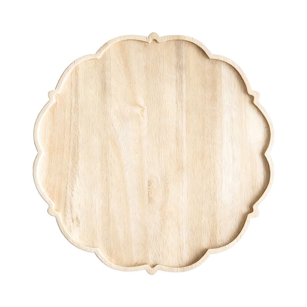 Dinner Tray Flower Shaped Decorative Food Tray | Wooden Breakfast Lunch Platter | Natural Wood Floral Serving Trays | for Home Living Room Table Cafe Patio BBQ Breakfast Lunch Appetizers