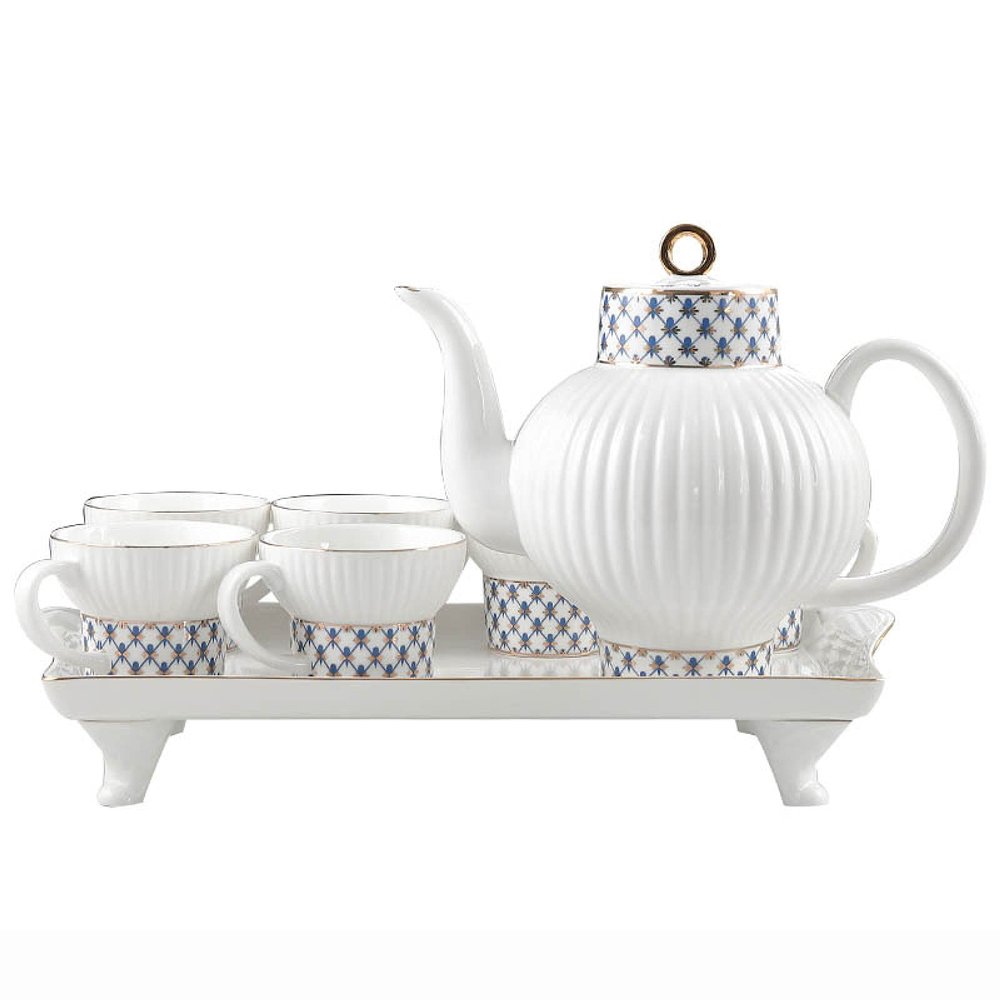 NYTFHMS Porcelain Tea Sets for Adults Tea Set with Teapot Afternoon Tea Service Coffee Cups Set Porcelain Tea Cups Set with Tea Tray Best Gift