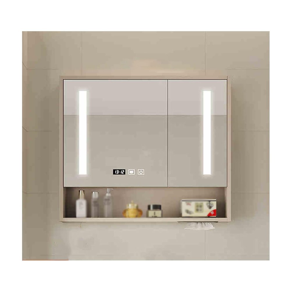 HUFIREHU Bathroom Wall Cabinet,Bathroom Mirror with Storage,Bathrooms Medicine Cabinet with Mirror,Anti-Fog Function,for Living Room, Laundry Room, Mudroom(Cream,80cm/31.5in)