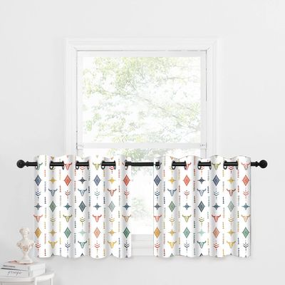 AHBEWIN Western Colorful Blackout Small Window Curtains for RV Camper Bus Kitchen, Aztec Tribal Bull Skull Boho Grommet Short Bedroom Cafe Curtain Native Ethnic Rustic Drapes 2 Panels, 24x26in