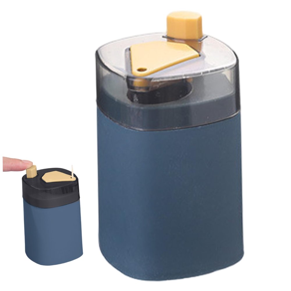 Gcroet 1PC Automatic Toothpick Dispenser - Pop-Up Toothpick Holder Dispenser with Lid, 3.7x2.4 inch. Portable Tooth Pick Dispensers for Home, Kitchen, Office, Restaurant Blue.