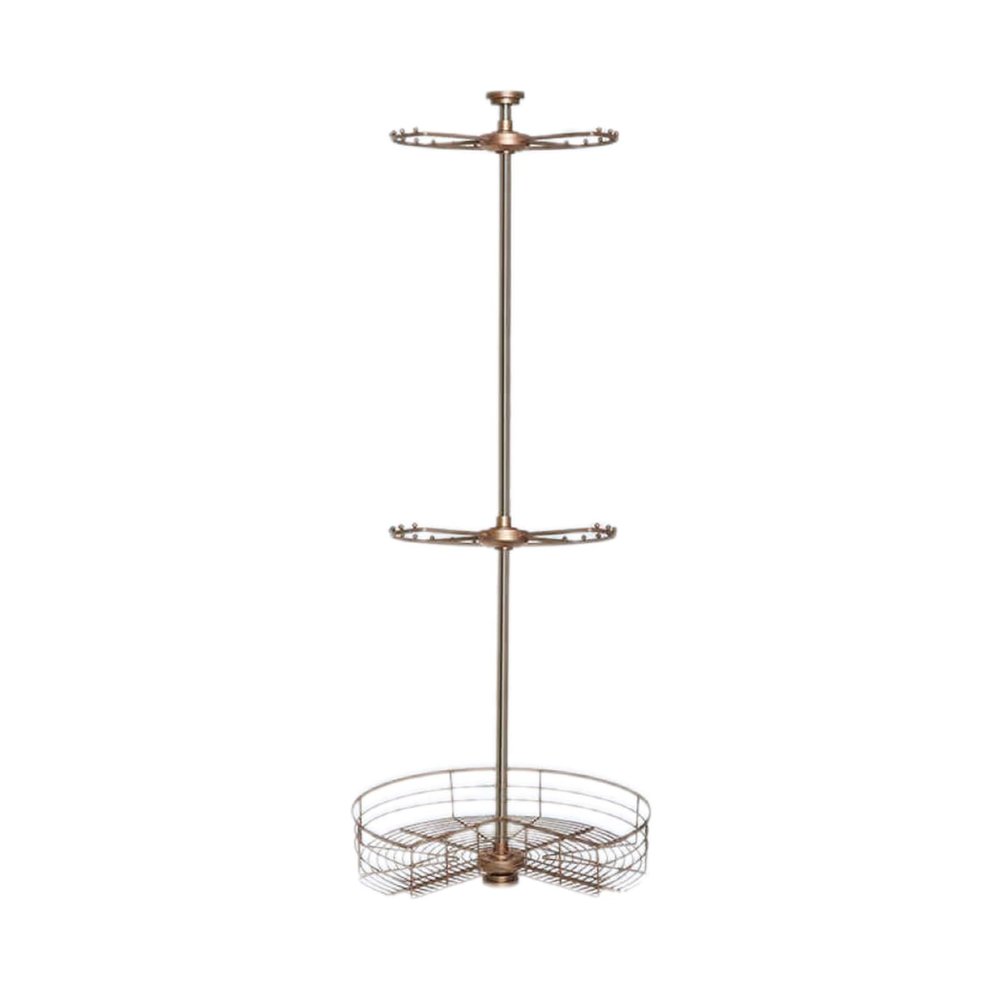 360 Rotating Round Closet Rod,Heavy Duty Metal Closet Organizer,Height Adjustable 1850-2100mm,Space Saving Storage Solution(Gold)