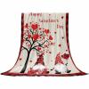 Love Heart Valentine's Day Throw Blanket for Couch,Soft Lightweight Flannel Fleece Blanket,Tree Gnomes Romantic Rustic Microfiber Plush All Season Decorative Blankets for Sofa Office Travel 32"x48" view 1