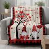 Love Heart Valentine's Day Throw Blanket for Couch,Soft Lightweight Flannel Fleece Blanket,Tree Gnomes Romantic Rustic Microfiber Plush All Season Decorative Blankets for Sofa Office Travel 32"x48" view 2