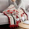 Love Heart Valentine's Day Throw Blanket for Couch,Soft Lightweight Flannel Fleece Blanket,Tree Gnomes Romantic Rustic Microfiber Plush All Season Decorative Blankets for Sofa Office Travel 32"x48" view 3