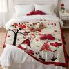 Love Heart Valentine's Day Throw Blanket for Couch,Soft Lightweight Flannel Fleece Blanket,Tree Gnomes Romantic Rustic Microfiber Plush All Season Decorative Blankets for Sofa Office Travel 32"x48" view 4