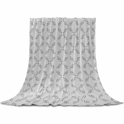 Grey Morocco Throw Blanket for Couch, Soft Lightweight Flannel Fleece Blanket, Abstract Geometric Leaf Diamond Lattice Microfiber Plush All Season Decorative Blankets Gifts for Sofa Office Lap 30"x40"
