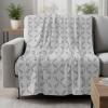 Grey Morocco Throw Blanket for Couch, Soft Lightweight Flannel Fleece Blanket, Abstract Geometric Leaf Diamond Lattice Microfiber Plush All Season Decorative Blankets Gifts for Sofa Office Lap 30"x40" view 2