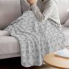 Grey Morocco Throw Blanket for Couch, Soft Lightweight Flannel Fleece Blanket, Abstract Geometric Leaf Diamond Lattice Microfiber Plush All Season Decorative Blankets Gifts for Sofa Office Lap 30"x40" view 3