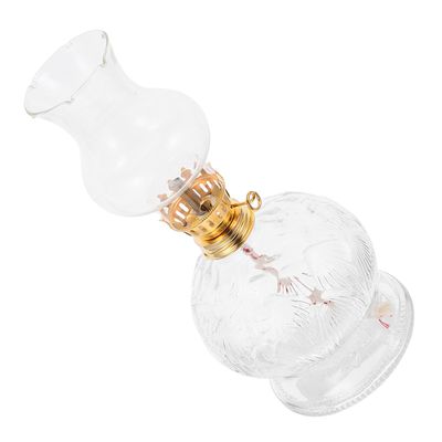 CATIEBYE Vintage Glass Kerosene Lamp Hurricane Oil Lantern Adjustable Flame Lotus Oil Lamp for Indoor Use Tabletop Decor and Emergency Lighting