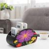 VstaDank The Enchanting Dream of Flowers Remote Control Holder Fashion Leather TV Remote Caddy Storage Box Anti-slip Desktop Caddy Multi-functional Desk Storage Organizer Box with 5 Compartments view 4