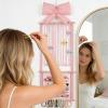 Hair Clip Organizer - Pink Bow Mesh Bag Wall Mount - Hair Clip Storage Wall Hanger - for Women Teen Girls Door Closet Bedroom Living Room Home Decor Apartment view 2