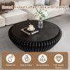 35.4" Unique Round Drum Coffee Table with Storage, Modern Wood Low Circle Fluted Tea Tables Round Accent Side Table Center Tables for Living Room, Bedroom, Apartment (Black 35.4inch) view 2