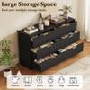 6 Drawer Dresser and Nightstand Sets for Bedroom, Modern Fluted 3 Pcs Bedroom Dresser Furniture Sets, Wood Chest of Drawers and Nightstand Set of 2 with Metal Handles, Natural Oak view 4