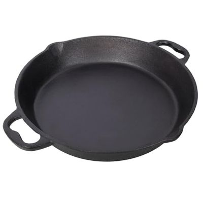 20 Pre-seasoned Cast Iron Skillet With Dual Handles - Heavy-duty Frying Pan For Grill, Stovetop, Oven & Campfire Cooking, Perfect For Family Pizzas & Outdoor Meals 14-inch